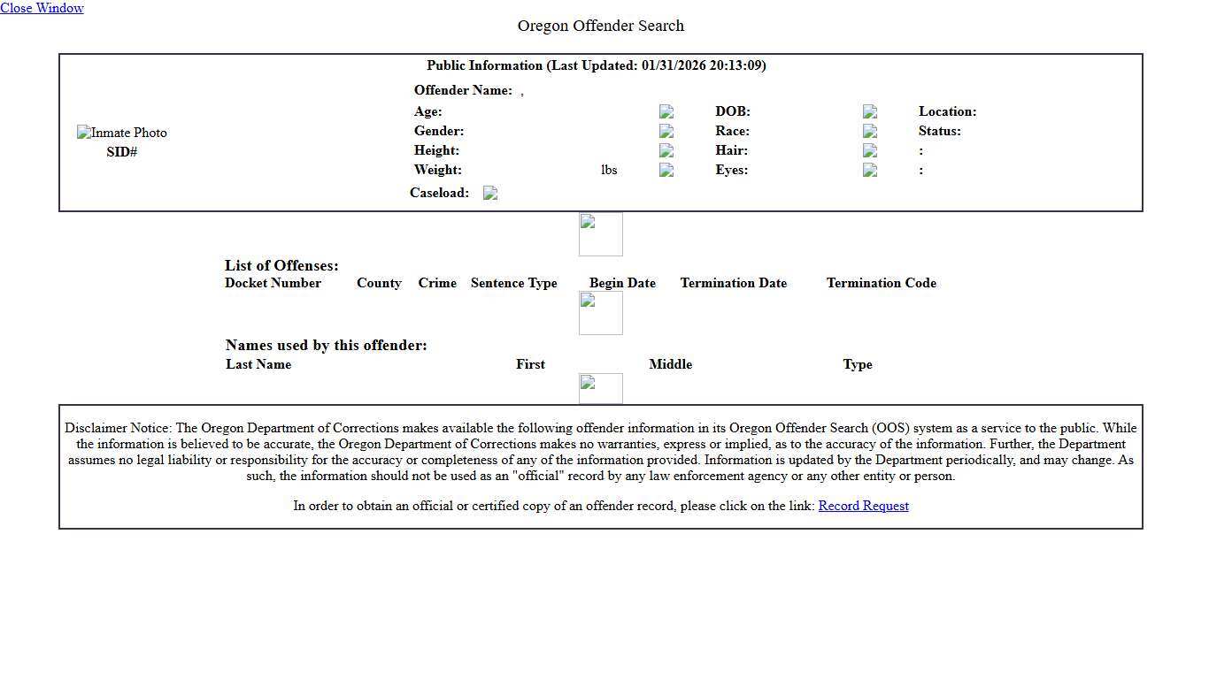 Oregon Offender Search